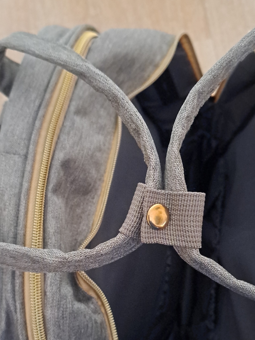 SUNSHINE Gray Baby Backpack with Tan Accents - Picture 11 of 13